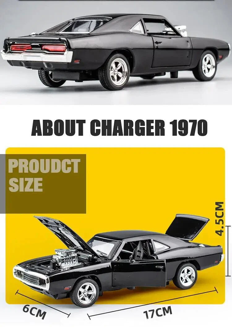 1:32 Dodge Charger 1970 Die-Cast Model Car – Pull-Back Toy with Sound & Light