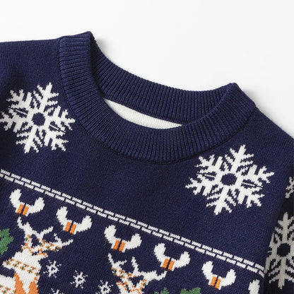 Christmas Print Kids Sweater – Unisex Knit Pullover for Boys & Girls (2-7 Years)