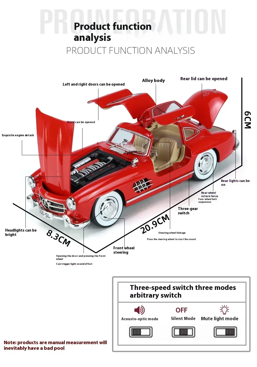 1/24 Mercedes-Benz 300SL 1936 Classic Car Model - Sorvento