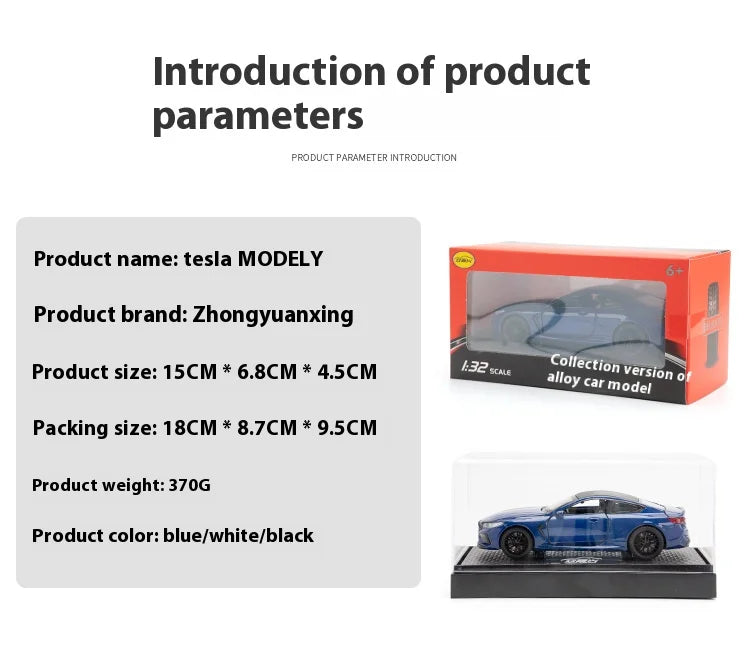 1:32 BMW M8 Die-Cast Model Car – Sound & Light with Spring-Back Action