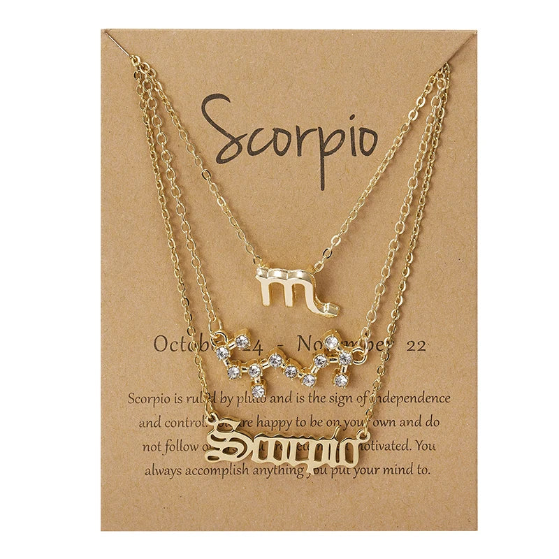 AstroLink Zodiac Trio - Celestial Charm Necklaces