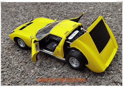 [SuperDetailed] 1:18 Lamborghini Miura P400 SV Die-Cast Model Car – Collectible Gift (Yellow/Red)