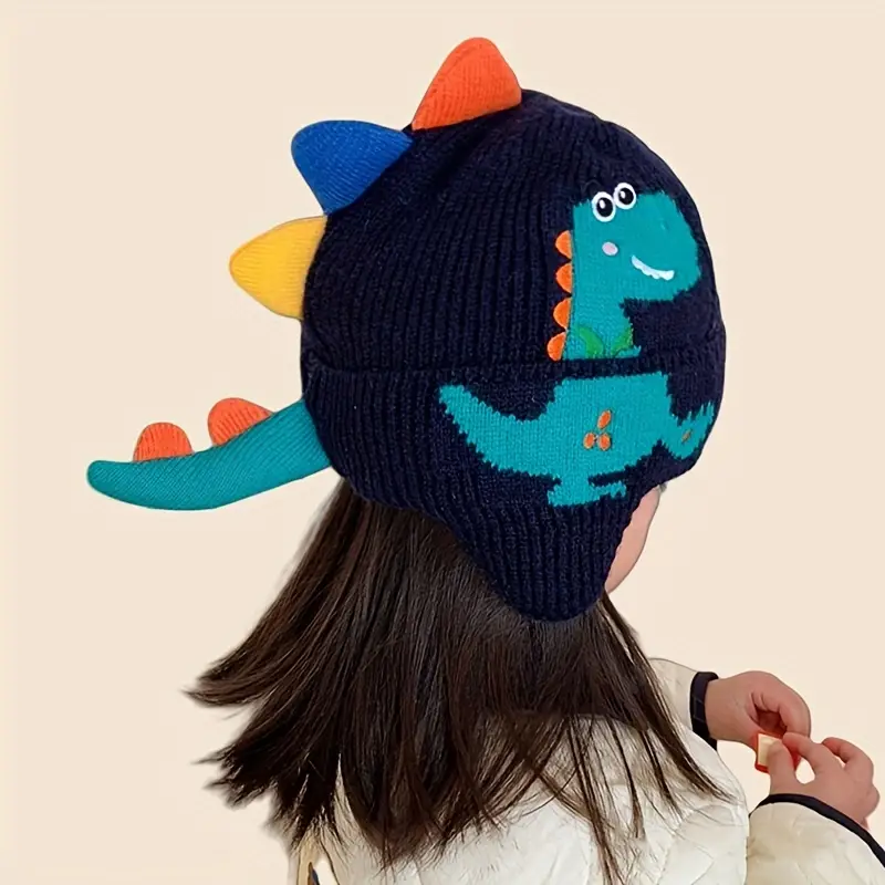 TinyDino Beanie With Cozy Earmuff For Kids 2-7 years old