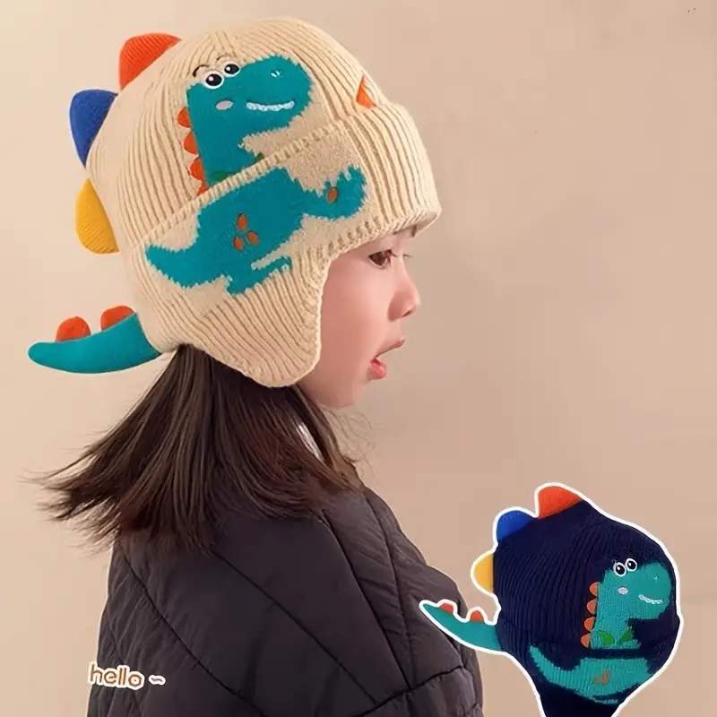 TinyDino Beanie With Cozy Earmuff For Kids 2-7 years old